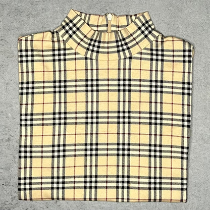 Burberry Y2K Nova Check Mock Neck Top (Size 40 fits S/M)