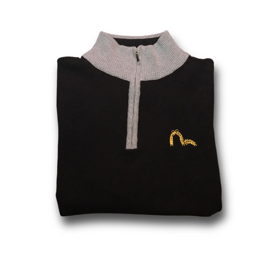 Evisu Knit Quarter Zip Sweater 90s - Black (S)