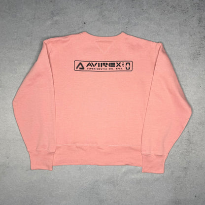 Avirex USA Vintage Boxy Crewneck Sweatshirt Spellout pink (S)