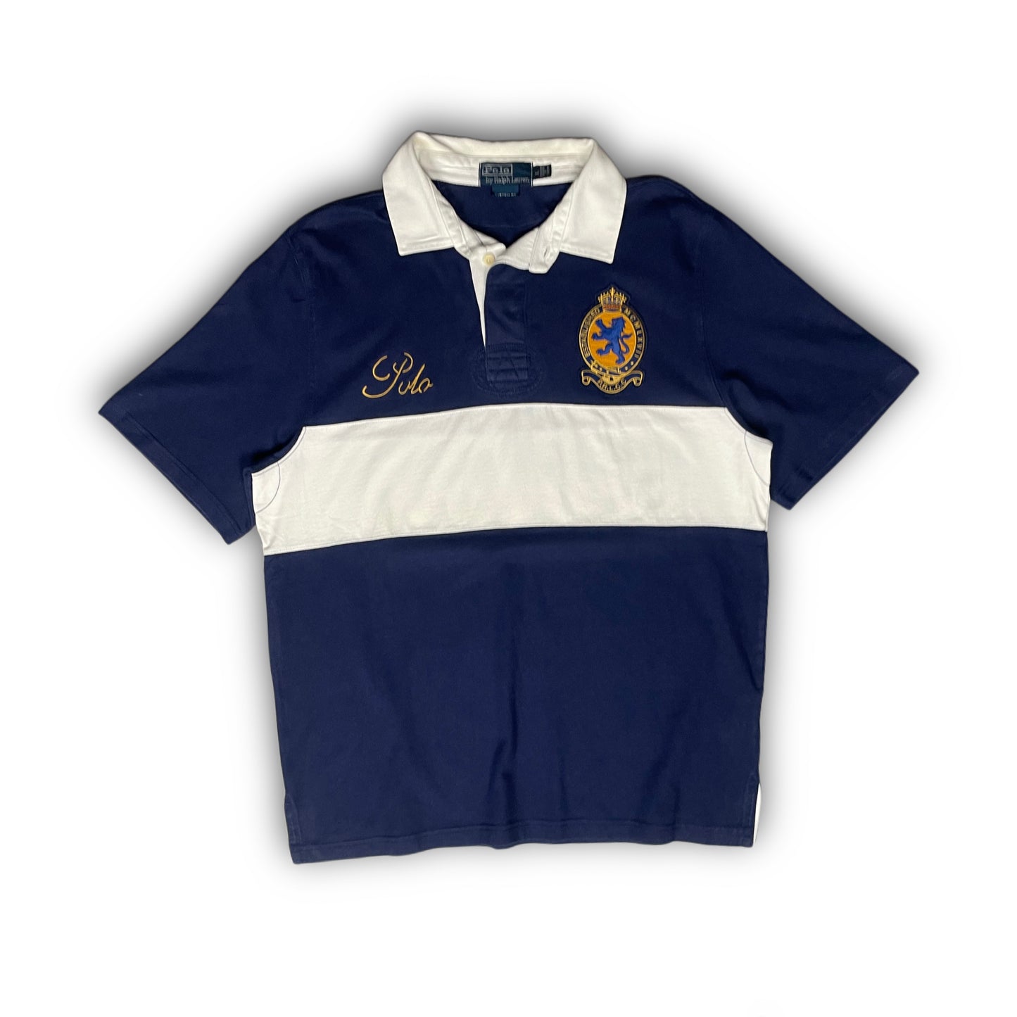 Polo Ralph Lauren 90s Striped Rugby Polo Shirt navy white