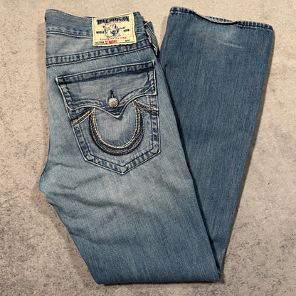 True Religion Y2K Straight Jeans Rainbow Stitch distressed (34)