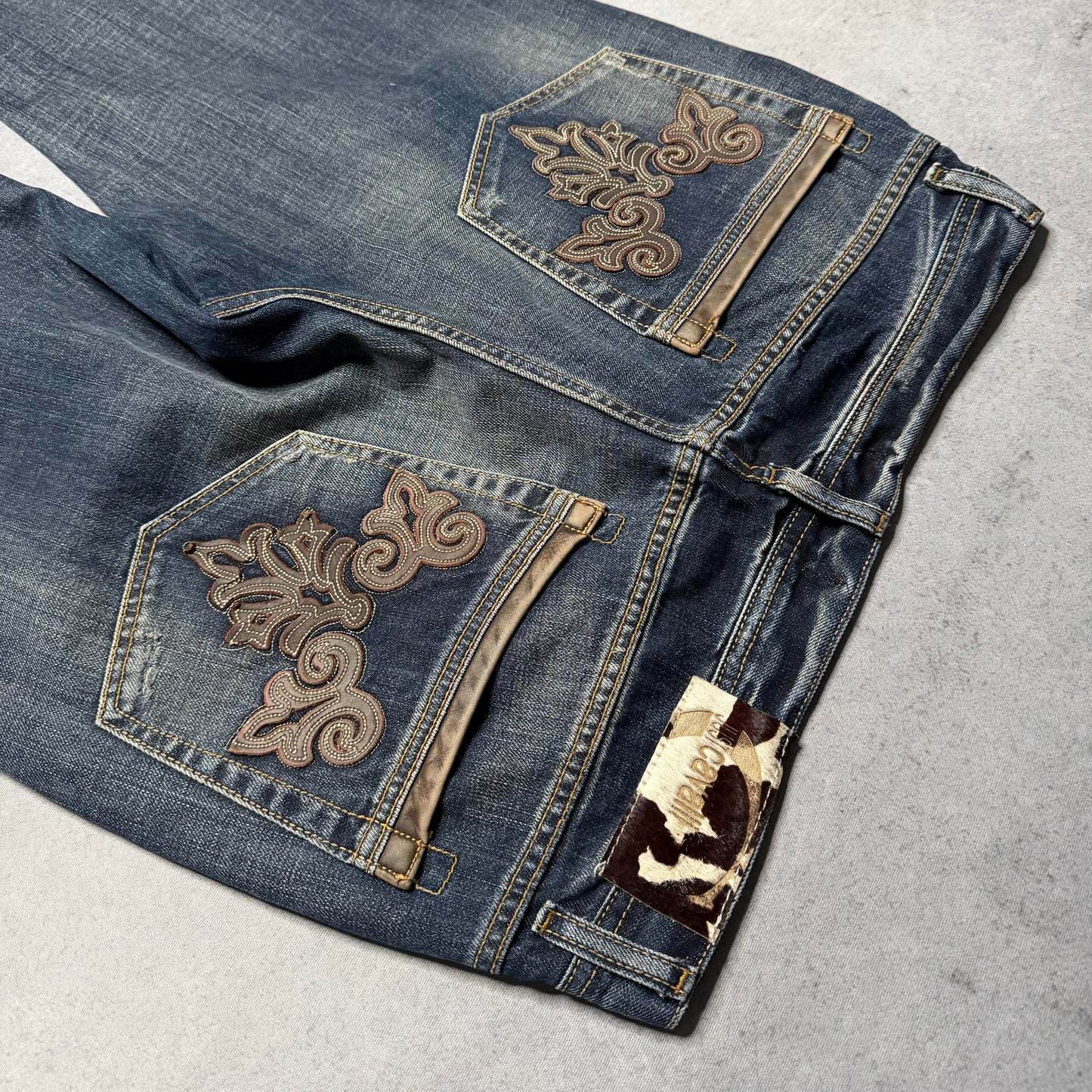 Just Cavalli Vintage Y2K Bootcut Jeans Ornate Embroidery (38 fits L)