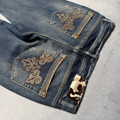 Just Cavalli Vintage Y2K Bootcut Jeans Ornate Embroidery (38 fits L)