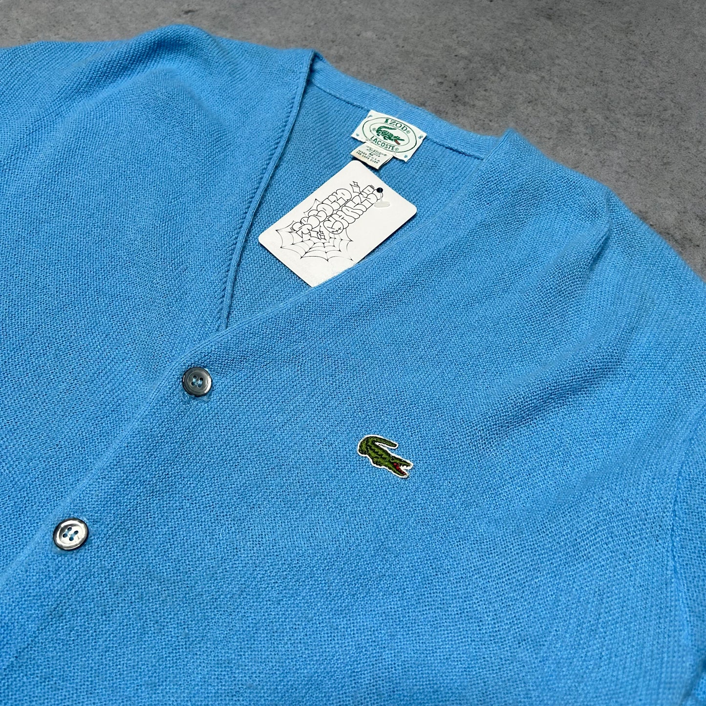 Lacoste IZOD 80s Vintage Knit Cardigan Made in USA baby blue (fits L)
