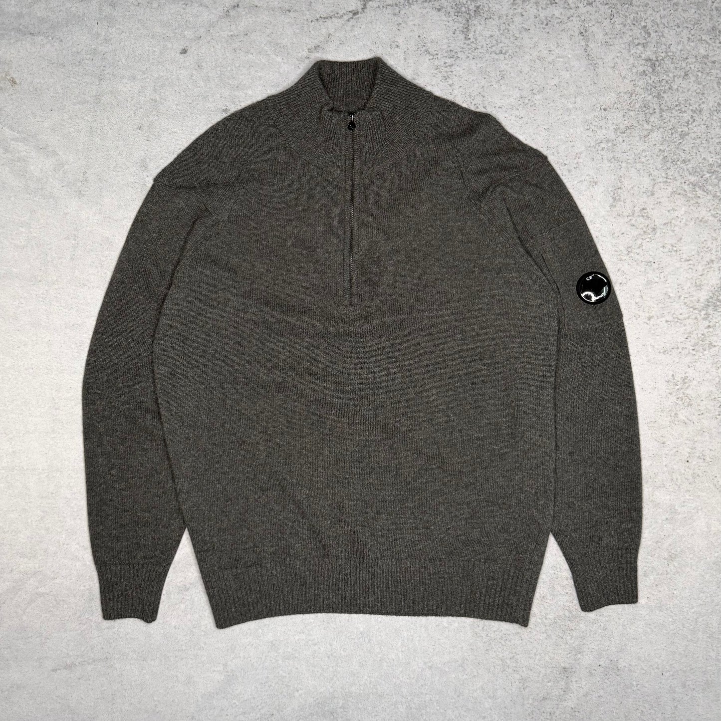 C.P. Company NEW Quarter Zip Lens Knit Cardigan grey (L)