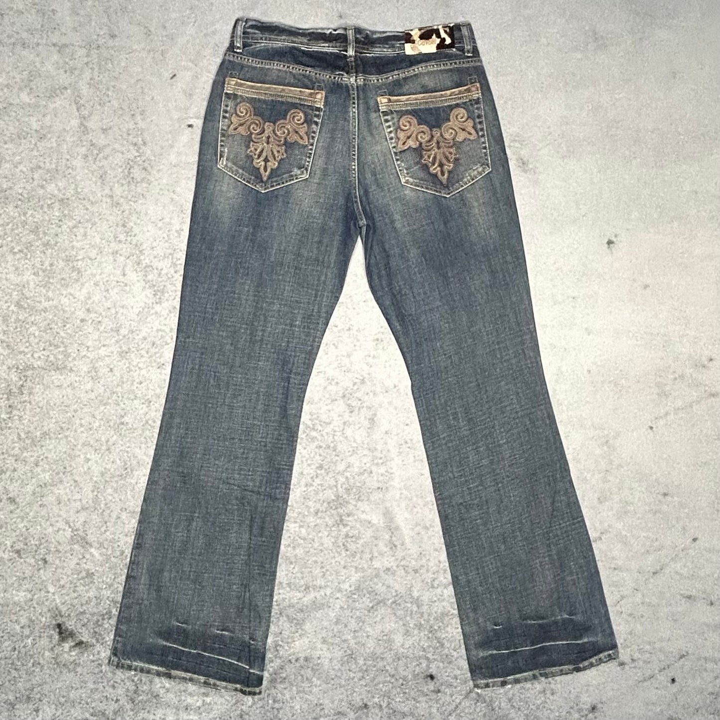 Just Cavalli Vintage Y2K Bootcut Jeans Ornate Embroidery (38 fits L)