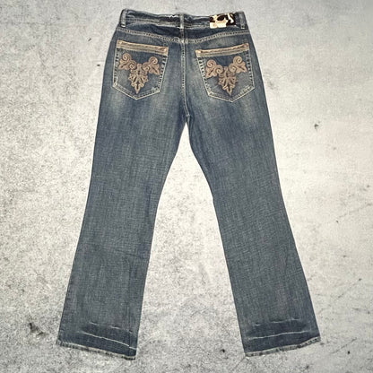 Just Cavalli Vintage Y2K Bootcut Jeans Ornate Embroidery (38 fits L)