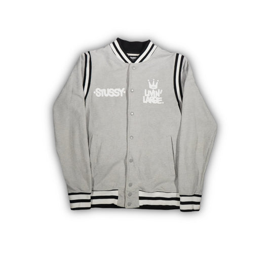 Stüssy College Varsity Sweat Jacket "Eric Haze Livin Large" - Grey (L)