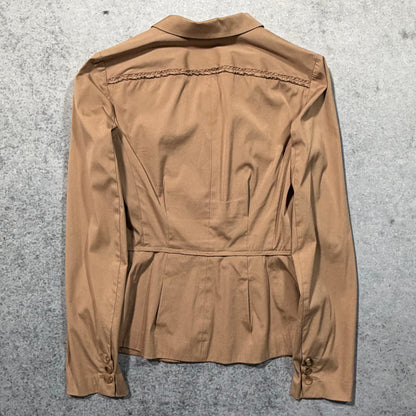 Prada SS09 Archive Pleated Fitted Blazer Jacket Light Brown (42 fits S)