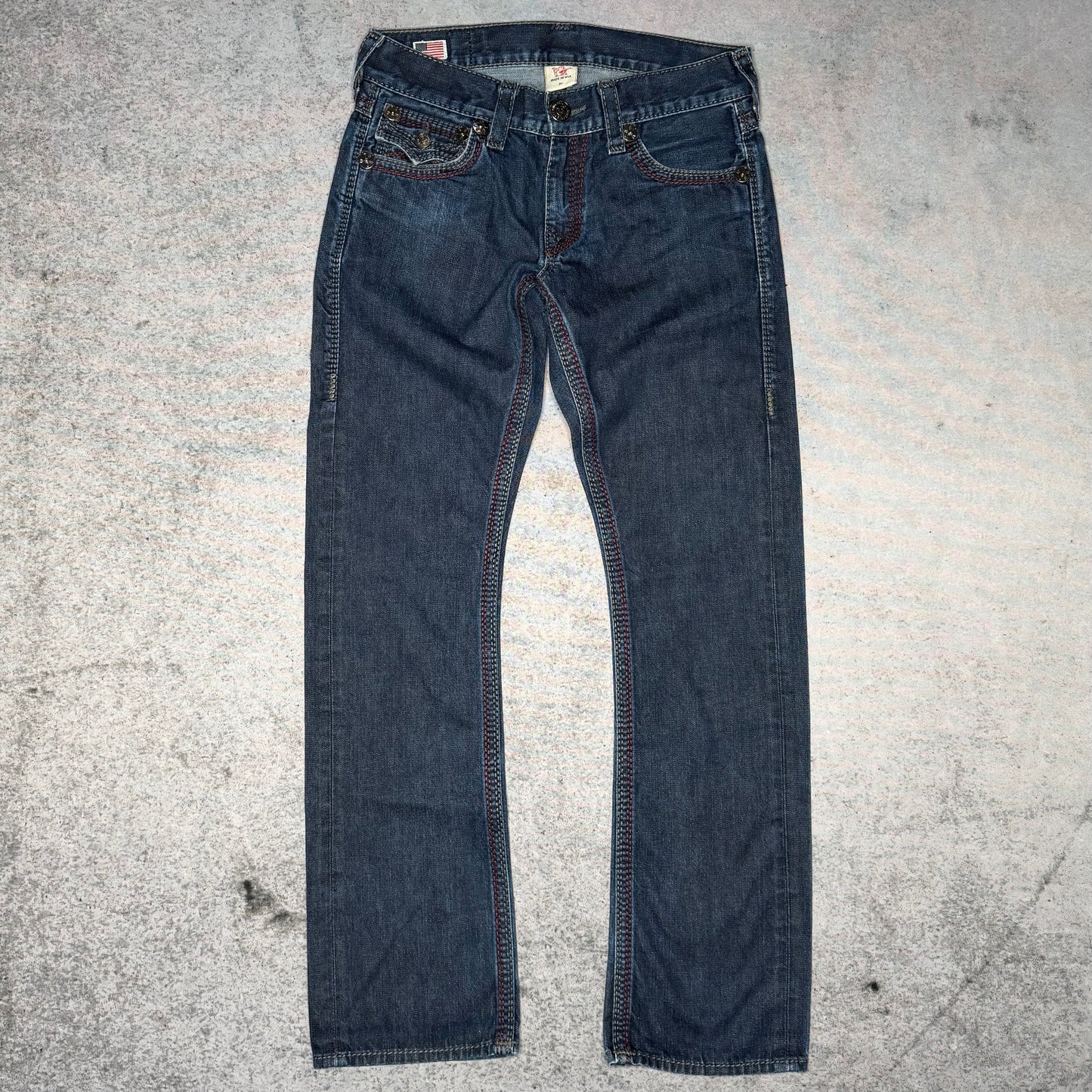 True Religion OG Straight Jeans Ricky Big QT Stitch dark blue (31/34)
