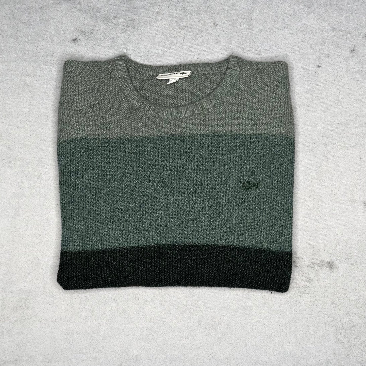 Lacoste Ribbed Knit Crewneck Sweater Color Block green (M)
