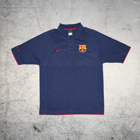 Nike Early 00s FC Barcelona Polo Shirt navy blue red (L)