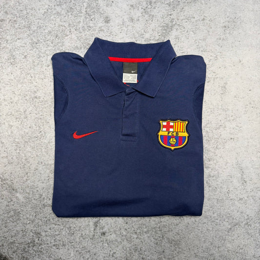 Nike Early 00s FC Barcelona Polo Shirt navy blue red (L)
