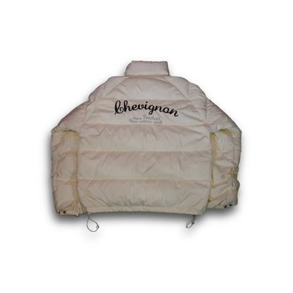 Chevignon 90s Puffer Down jacket Spell-out Backprint beige