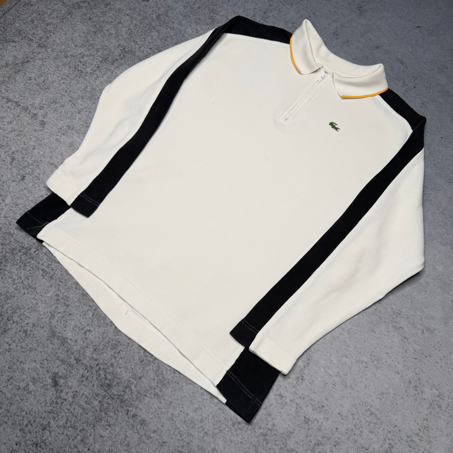 Lacoste Sport 00s Longsleeve Polo Quarter Zip Sweater white black (fits M)