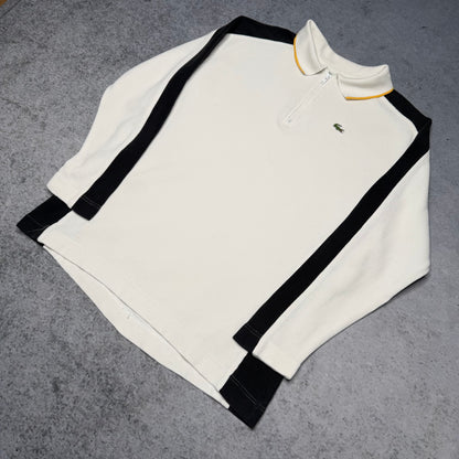 Lacoste Sport 00s Longsleeve Polo Quarter Zip Sweater white black (fits M)