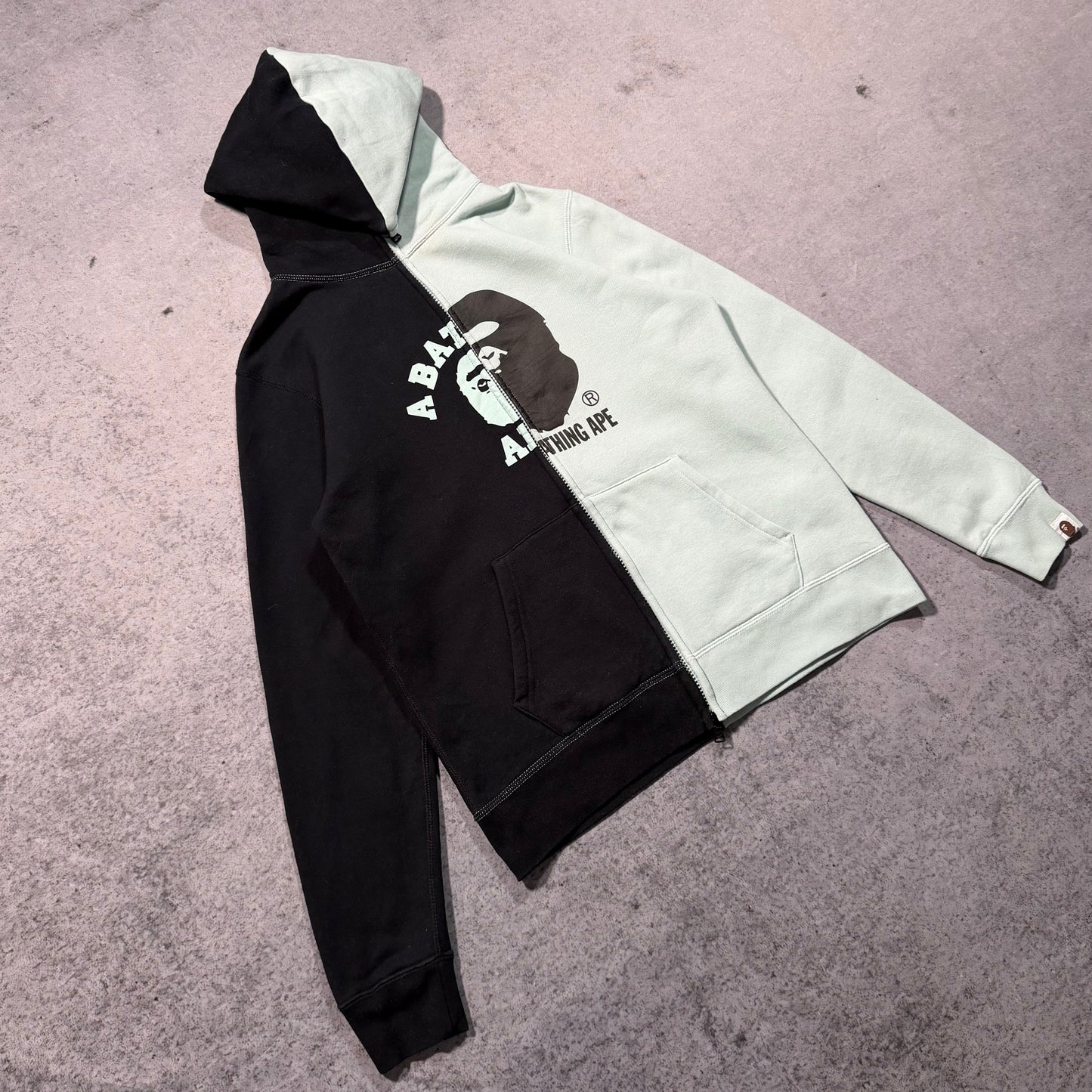 BAPE Y2K College Split Ape Logo Full Zip Hoodie (S fits XS)