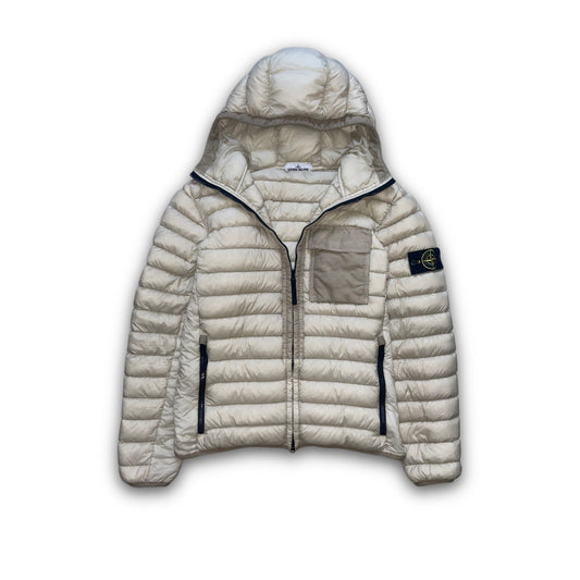 Stone Island Garment Dyed Micro Yarn Down Puffer Jacket off white (L)