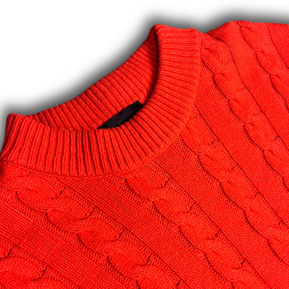 A Better Mistake Cable Knit Sweater orange
