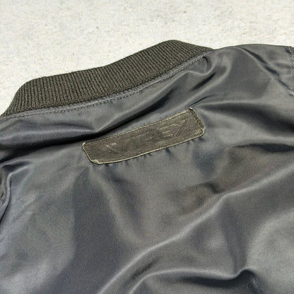 Avirex Vintage Nylon Denim Leather Tactical Bomber Jacket navy grey (L)