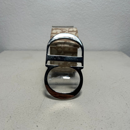 Christian Dior 00s John Galliano Era Monogram Canvas Belt beige white (90)