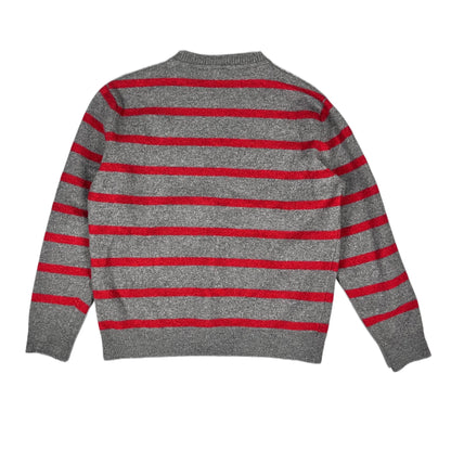 Lacoste Knit Sweater Stripes Vintage grey red