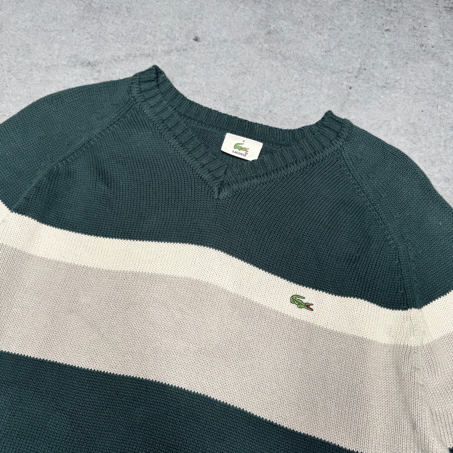 Lacoste Vintage V-Neck Knit Sweater green (M)