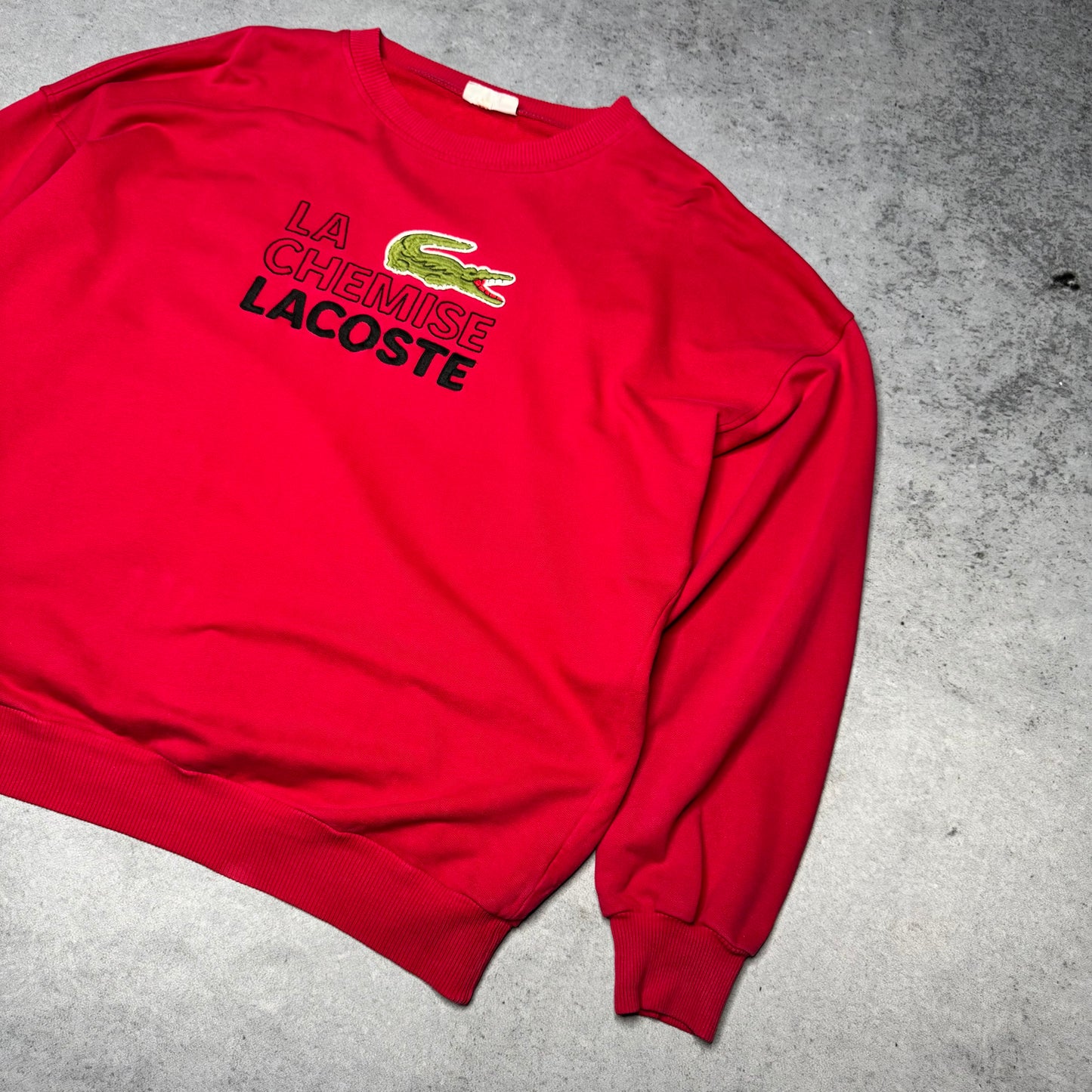 Lacoste 80s Crewneck Sweater Big Croc Spellout red (XXL)