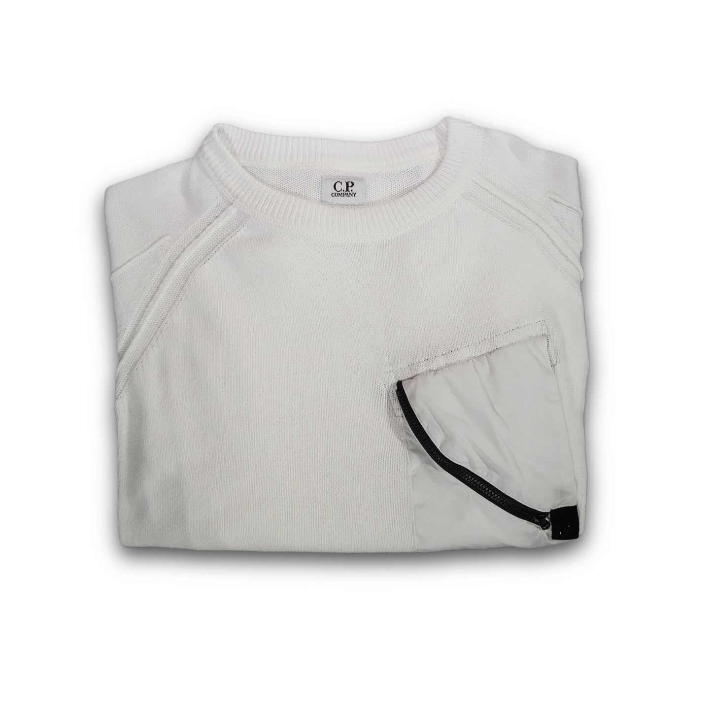 C.P. Company Knit Sweater Crewneck with Lens white (L)