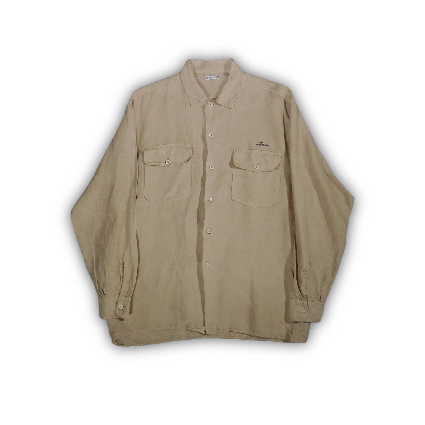 Stone Island 80s Rare Linen Shirt Vintage Beige (L)