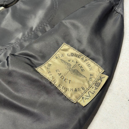 Avirex Vintage Nylon Denim Leather Tactical Bomber Jacket navy grey (L)