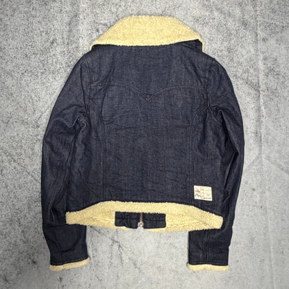 Evisu 2011 Cropped Sherpa Denim Jacket Deadstock with Tags (S)