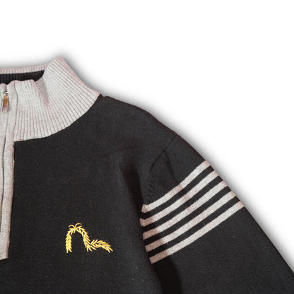 Evisu Knit Quarter Zip Sweater 90s - Black (S)