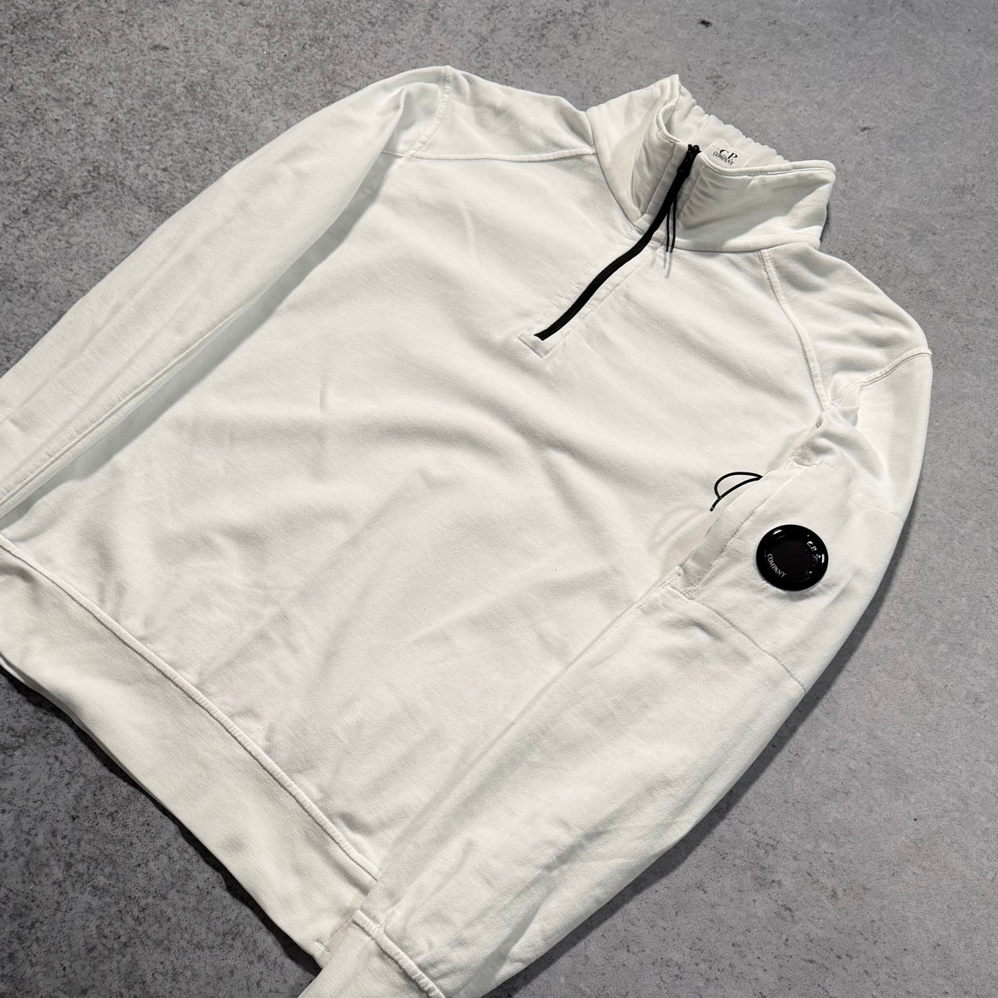 C.P. Company Quarter Zip Light Cotton Sweater white (XS)