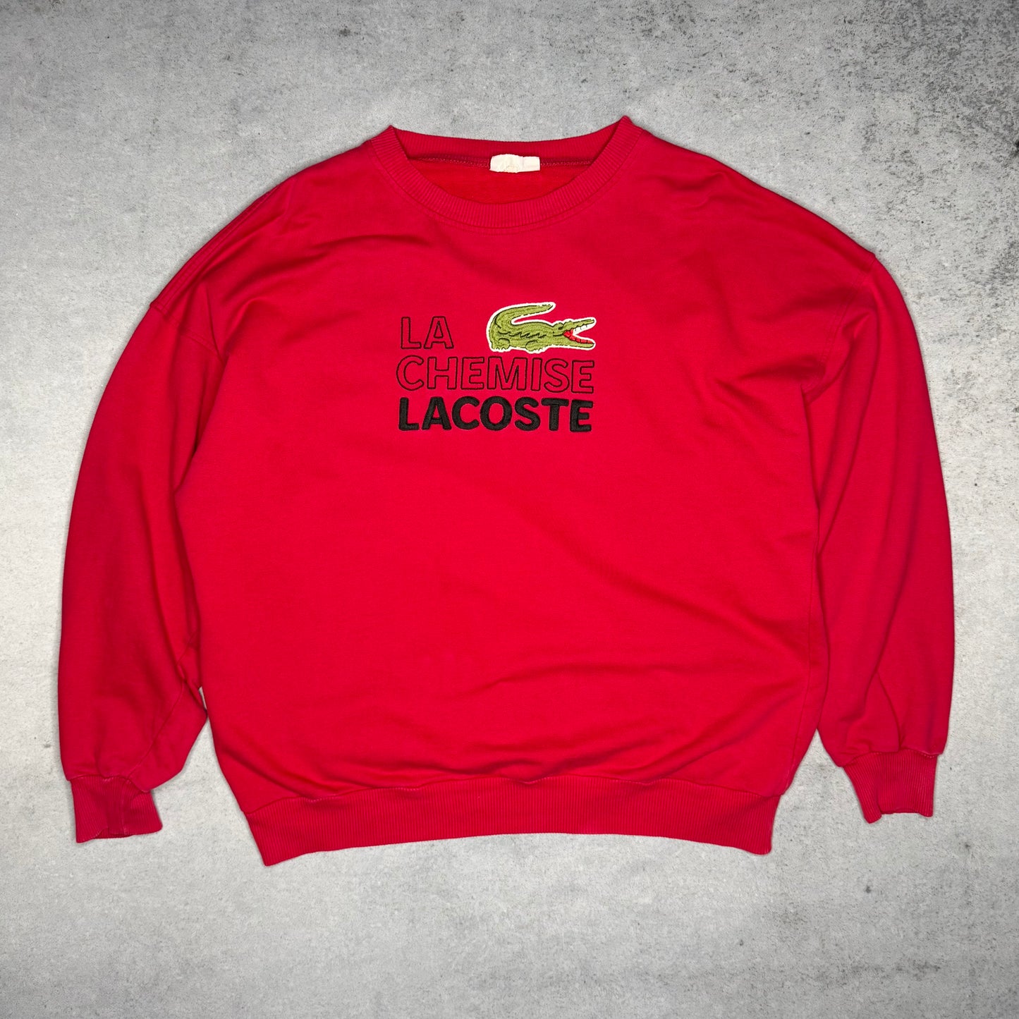 Lacoste 80s Crewneck Sweater Big Croc Spellout red (XXL)