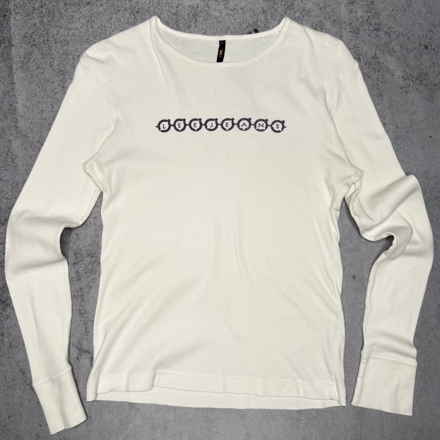 Lee Jeans 00s Spellout Longsleeve Shirt white (Wmns XL)