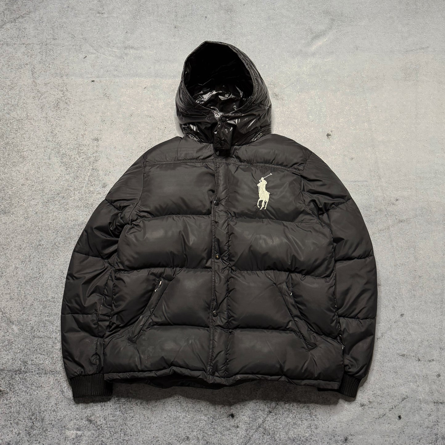 Polo Ralph Lauren 00s Big Pony Heavy Puffer Jacket black RARE (XL)
