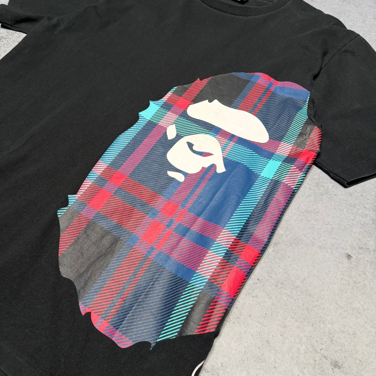 BAPE Check Side Big Ape Head T-Shirt black (L)