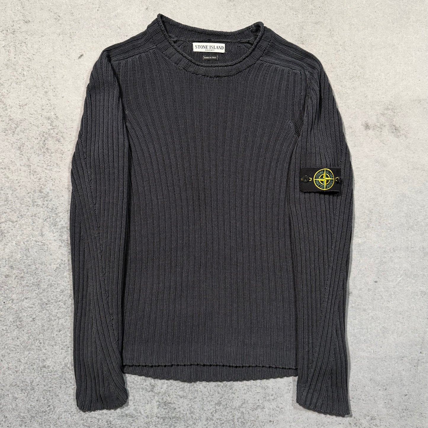 Stone Island 00s Archive Ribbed Crewneck Knit Sweater black (L fits M)