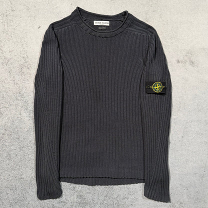 Stone Island 00s Archive Ribbed Crewneck Knit Sweater black (L fits M)