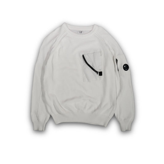 C.P. Company Knit Sweater Crewneck with Lens white (L)