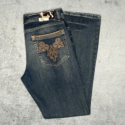 Just Cavalli Vintage Y2K Bootcut Jeans Ornate Embroidery (38 fits L)