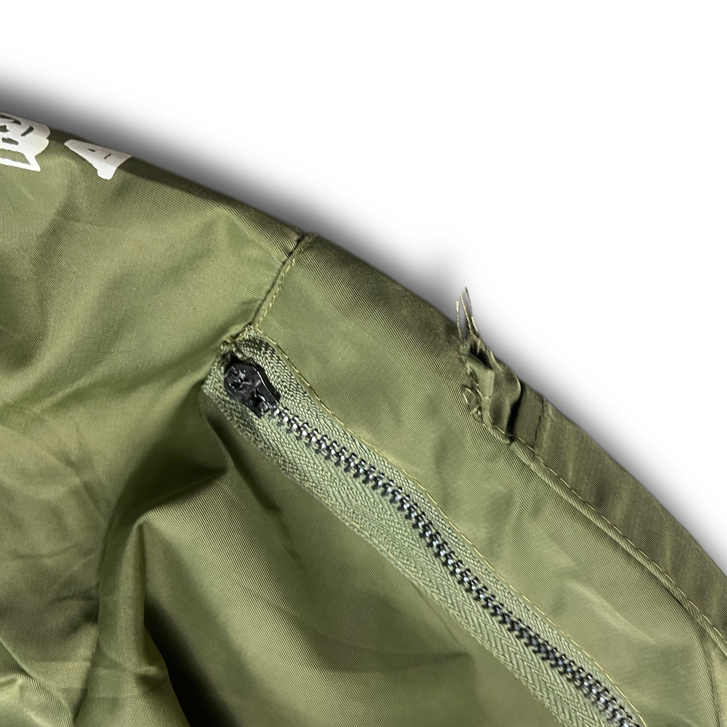 BAPE Half Shark Half Tiger Split MA1 Bomber Jacket Olive