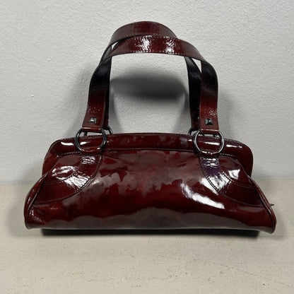 Roberta Gandolfi Y2K Glossy Hand Bag bordeaux red Silver Chain & Studs