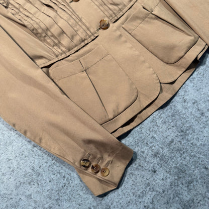Prada SS09 Archive Pleated Fitted Blazer Jacket Light Brown (42 fits S)