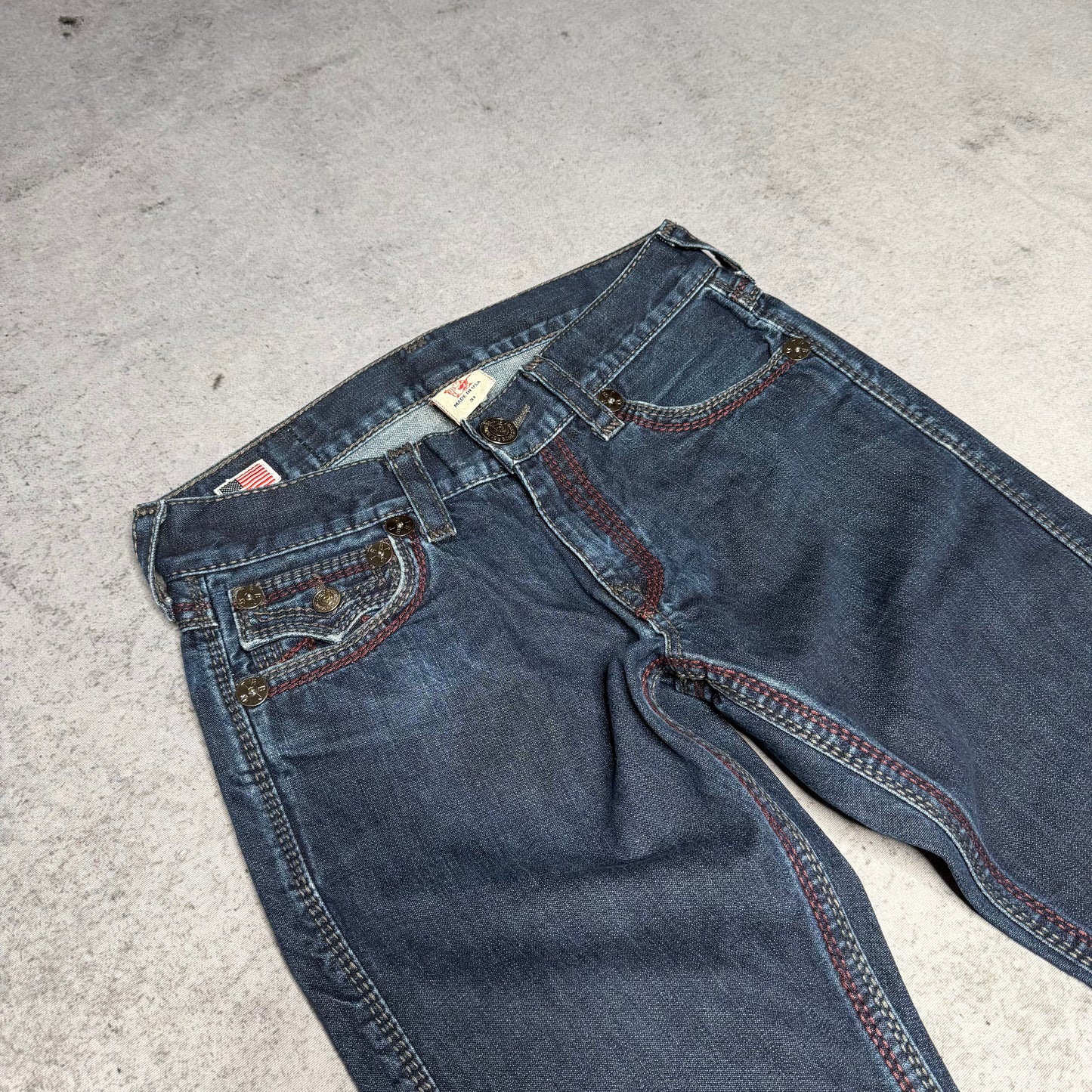 True Religion OG Straight Jeans Ricky Big QT Stitch dark blue (31/34)
