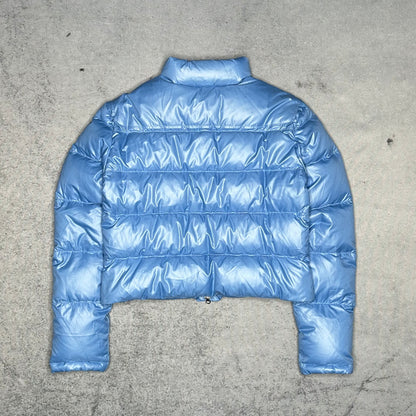 Burberry 00s Women's Cropped Puffer Jacket baby blue (M)