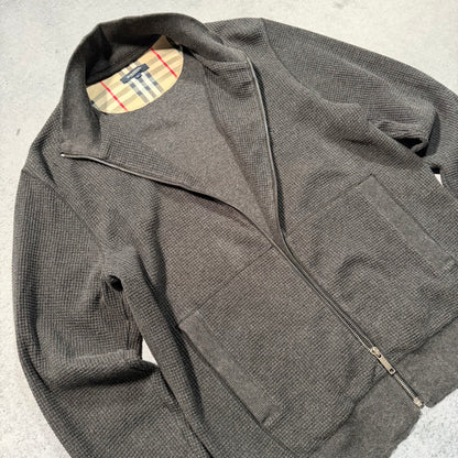 Burberry 00s Waffle Kit Full Zip Cardigan Jacket grey (L fits M)
