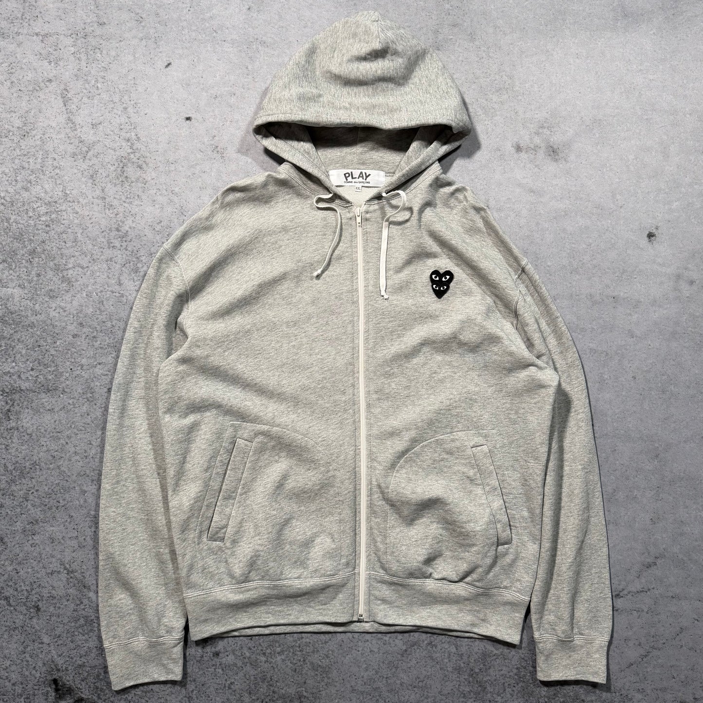 Comme des Garçons PLAY Zip Hoodie Double Heart Logo grey (XXL)