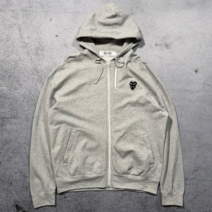Comme des Garçons PLAY Zip Hoodie Double Heart Logo grey (XXL)